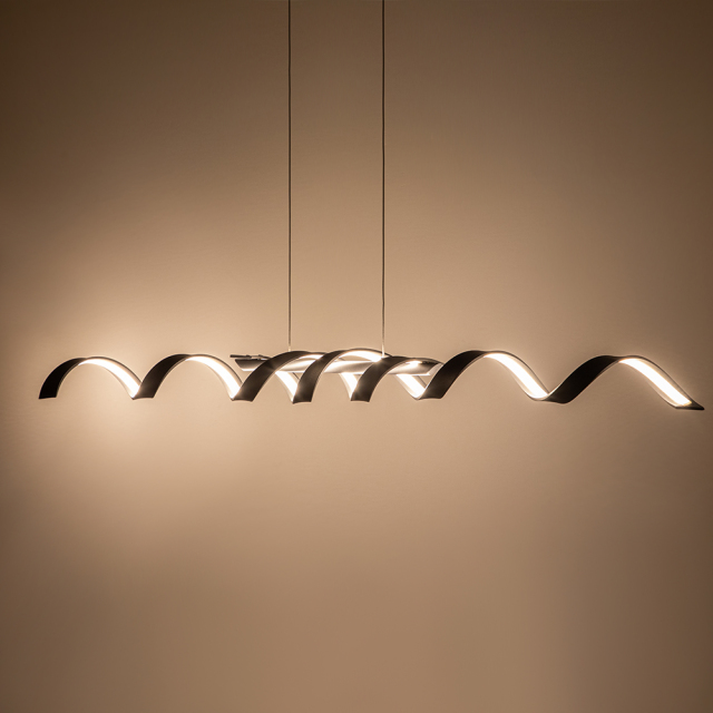 Dimmable LED Modern Twisted Linear Chandelier Adjustable Pendant Lighting with Spiral Design for Bedroom Living Room Dining Room