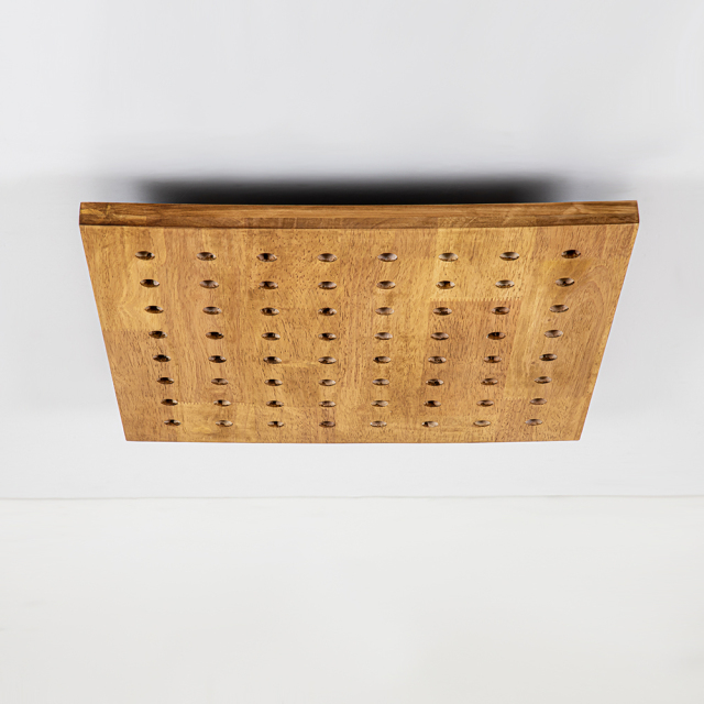 Modern Mid-century Square Flush Mount Ceiling Light in Antique Oak Gold Finish Design for Entryway, Bedroom, Kitchen, Living Room
