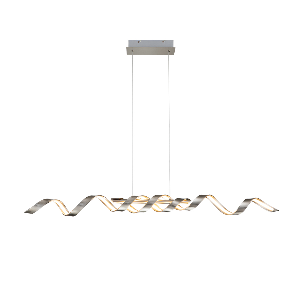 Dimmable LED Modern Twisted Linear Chandelier Adjustable Pendant Lighting with Spiral Design for Bedroom Living Room Dining Room