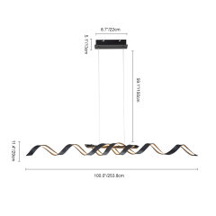 Dimmable LED Modern Twisted Linear Chandelier Adjustable Pendant Lighting with Spiral Design for Bedroom Living Room Dining Room