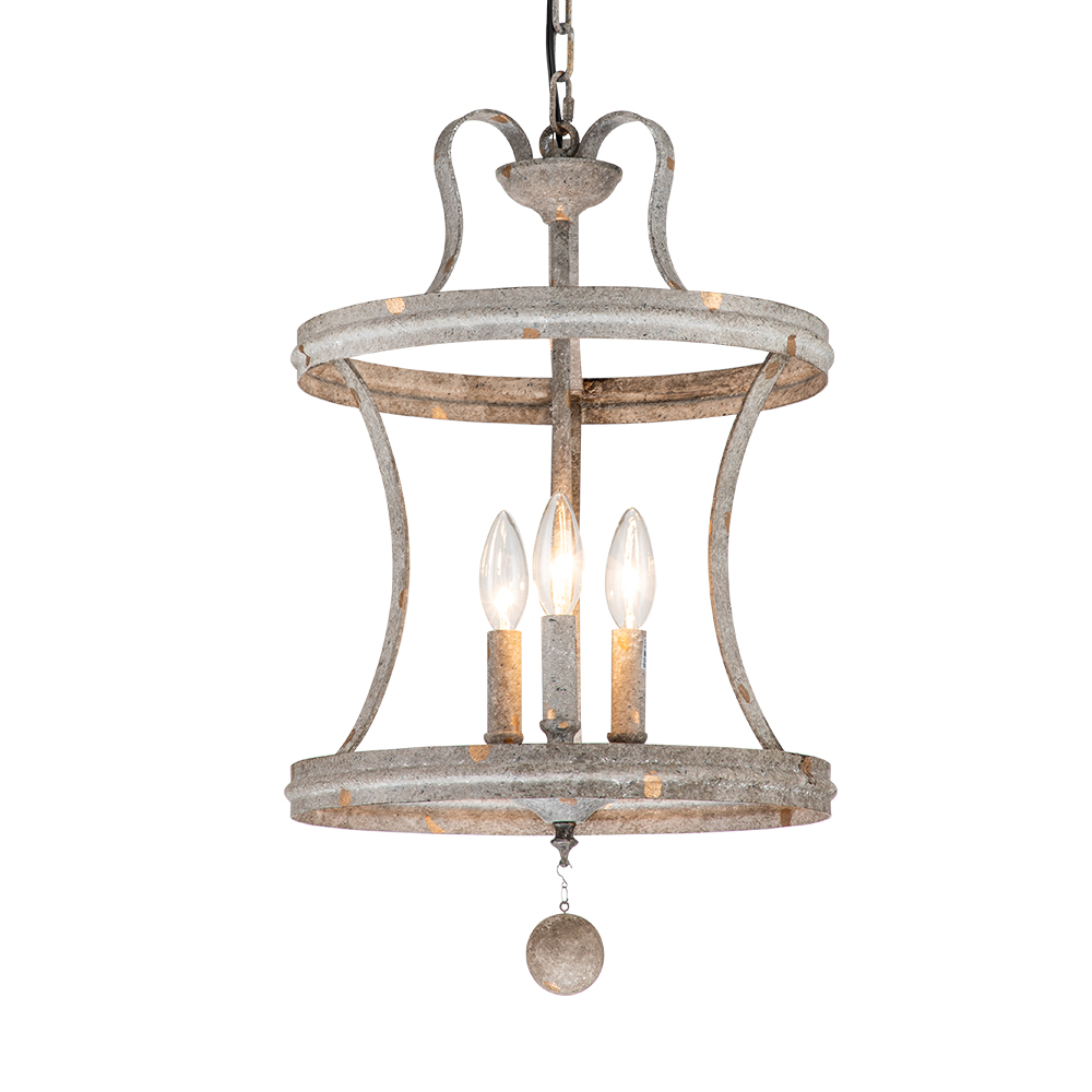 French Modern Farmhouse Open Curved Frame Pendant Lighting with Antique Brown Finish for Kitchen/ Dining Room/ Entryway