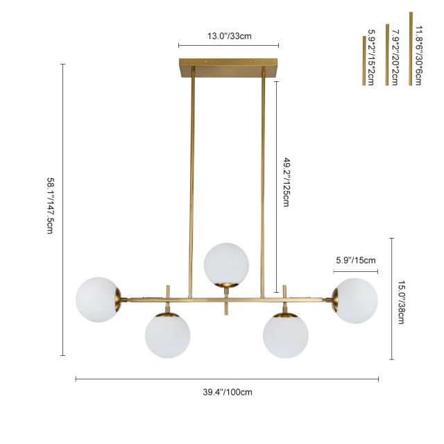 Modern Contemporary 3 Light Linear Pendant Lighting with Seeded Glass Globes for Kitchen Island Dining Room