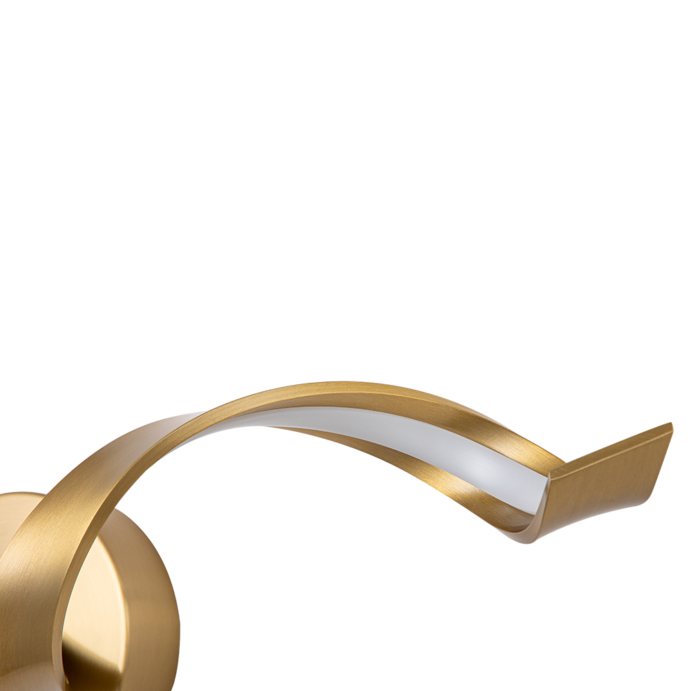 Dimmable Modern LED Spiral Sleek Bedroom Bathroom Vanity Light Bar Wall Sconce in Gold/ Black/ Nickel Finish in 6000K Cool White