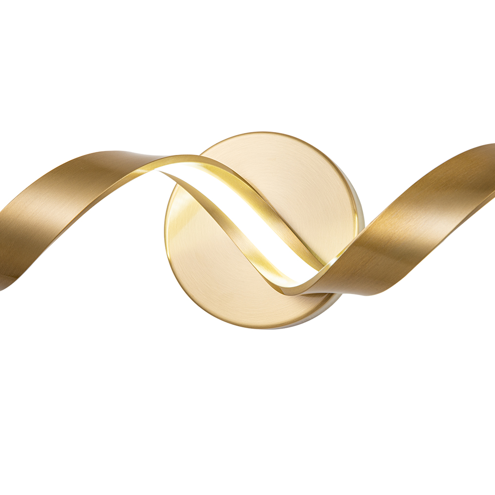 Dimmable Modern LED Spiral Sleek Bedroom Bathroom Vanity Light Bar Wall Sconce in Gold/ Black/ Nickel Finish in 6000K Cool White