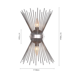 Mid Century Modern Nickel 2-Light Sunburst Wall Sconce Up and Down Light for Bedroom Bathroom