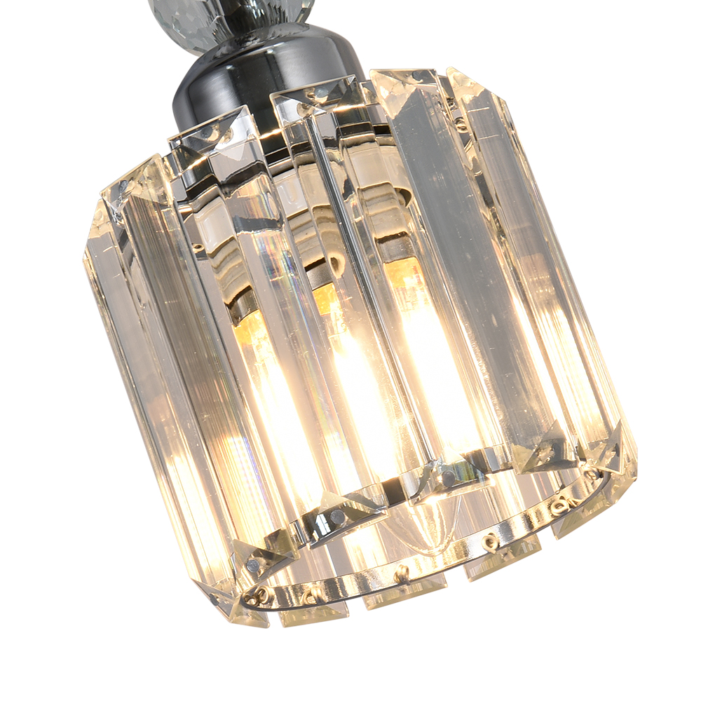Glam Modern Crystal Pendant Lighting Single Light for Kitchen Island Dining Room Bedroom Bar in Chrome Finish