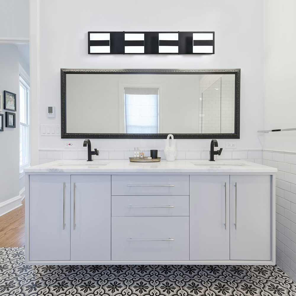 Dimmable Bathroom Vanity Light Modern LED Acrylic Wall Sconce in Black/ Chrome Finish for Mirror Cabinets/ Powder Room/ Bedroom/ Living Room