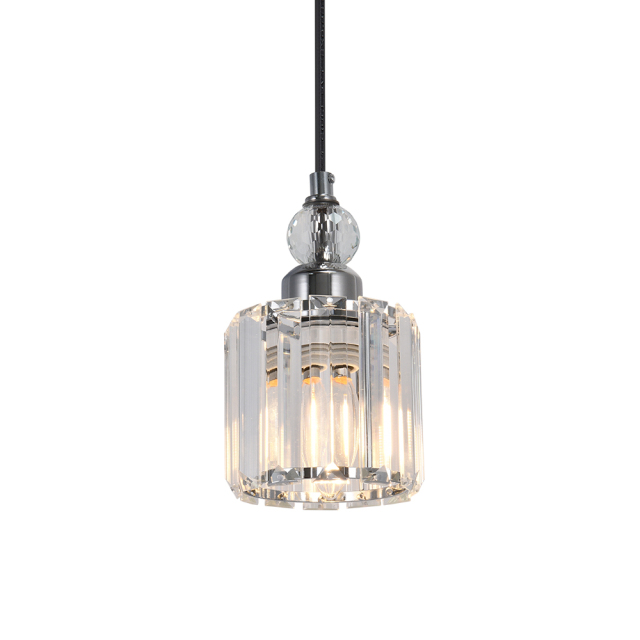 Glam Modern Crystal Pendant Lighting Single Light for Kitchen Island Dining Room Bedroom Bar in Chrome Finish