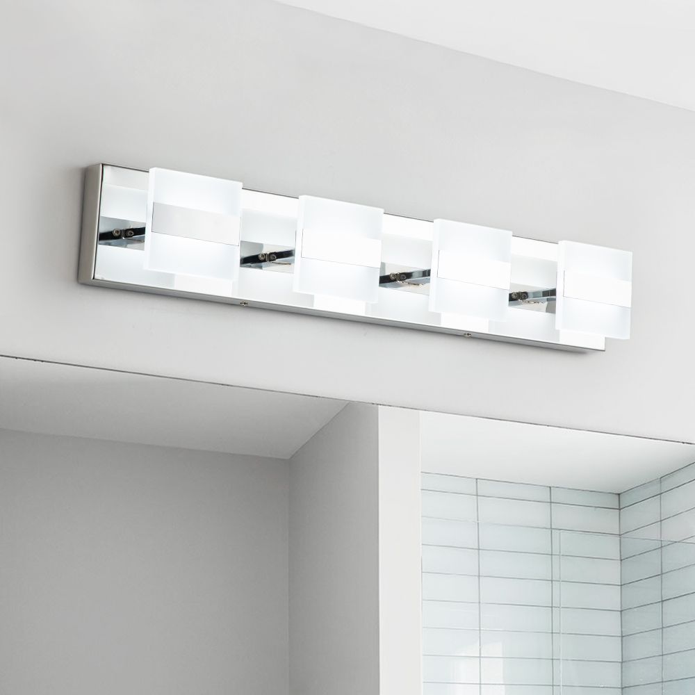 Dimmable Bathroom Vanity Light Modern LED Acrylic Wall Sconce in Black/ Chrome Finish for Mirror Cabinets/ Powder Room/ Bedroom/ Living Room