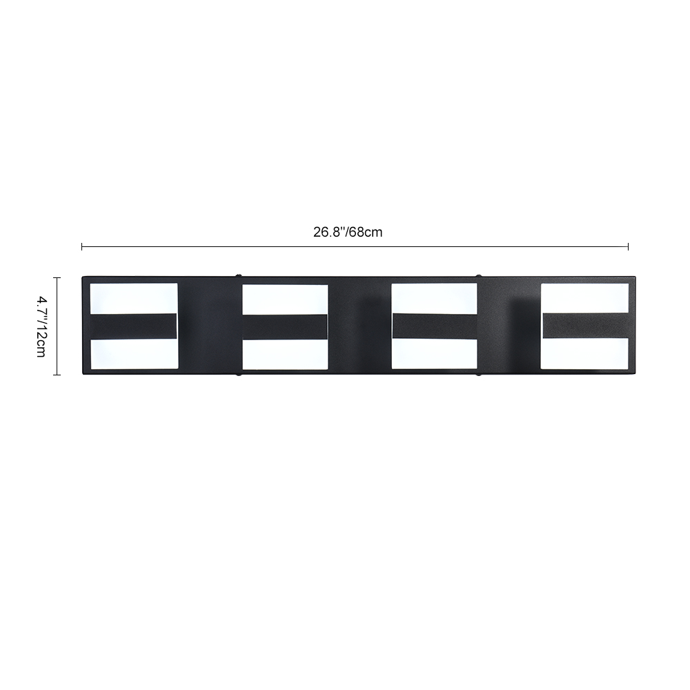 Dimmable Bathroom Vanity Light Modern LED Acrylic Wall Sconce in Black/ Chrome Finish for Mirror Cabinets/ Powder Room/ Bedroom/ Living Room
