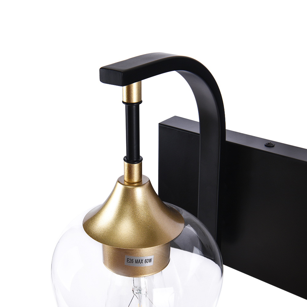 2-Light Black Modern Wine Glass Wall Sconces Wall Lights Over Mirror Bathroom Vanity Light for Entryway/ Hallway/ Bedroom