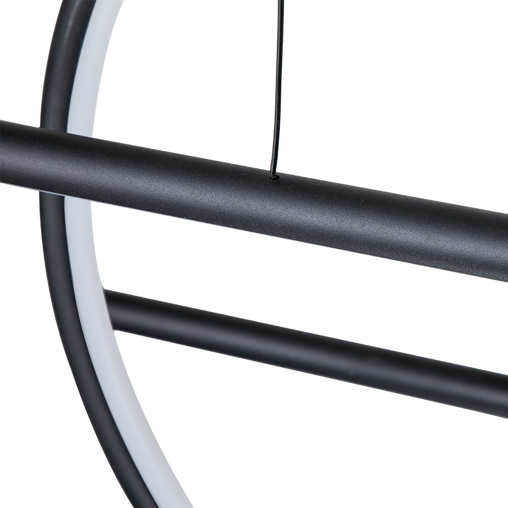 Modern Two Ring Black Linear LED Chandelier in 3000K Warm White for Bedroom Living Room Dining Room