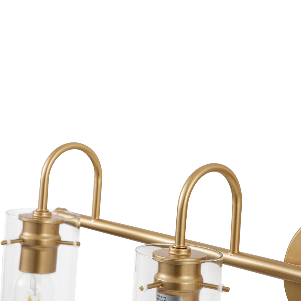 Modern Brass Cylinder Glass Shade Wall Sconces Wall Lights Over Mirror Bathroom Vanity Light for Entryway/ Living Room/ Bedroom