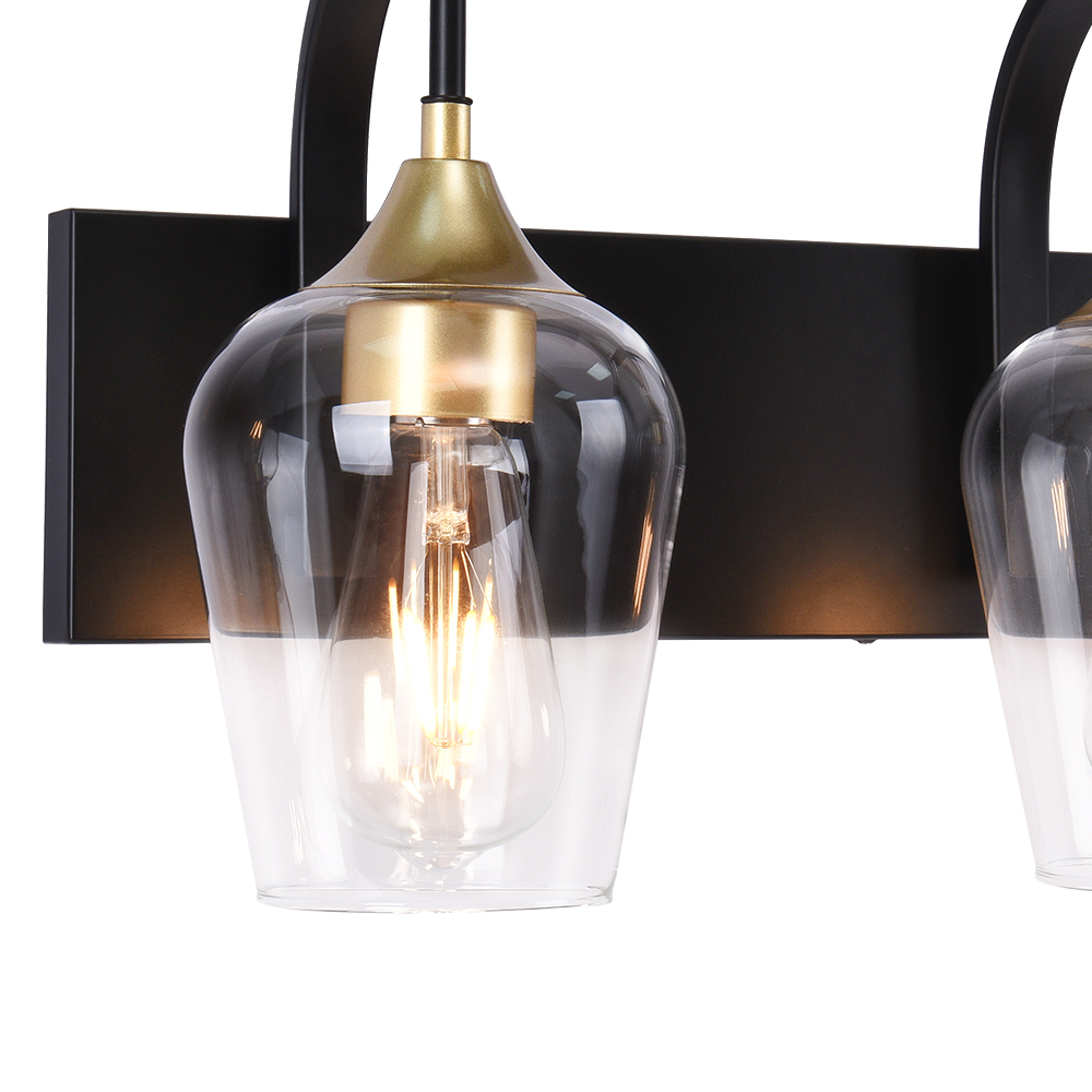 2-Light Black Modern Wine Glass Wall Sconces Wall Lights Over Mirror Bathroom Vanity Light for Entryway/ Hallway/ Bedroom