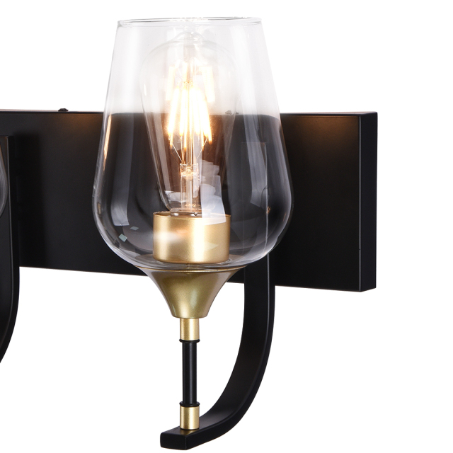 2-Light Black Modern Wine Glass Wall Sconces Wall Lights Over Mirror Bathroom Vanity Light for Entryway/ Hallway/ Bedroom