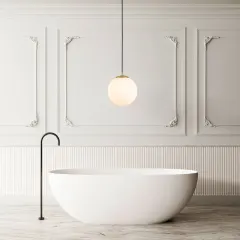 Mid-Century Modern 1-Light Clear/ Opal Glass Globe Bathroom Pendant Lighting Fixture Over Bathtub