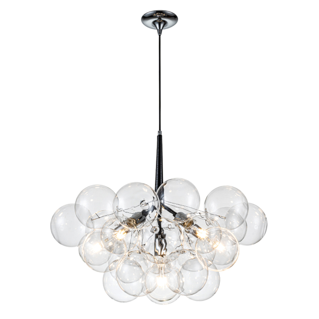 Modern Contemporary Cluster Bubble Glass Chandelier for Dining Room Living Room Restaurant in Black / Chrome Finish