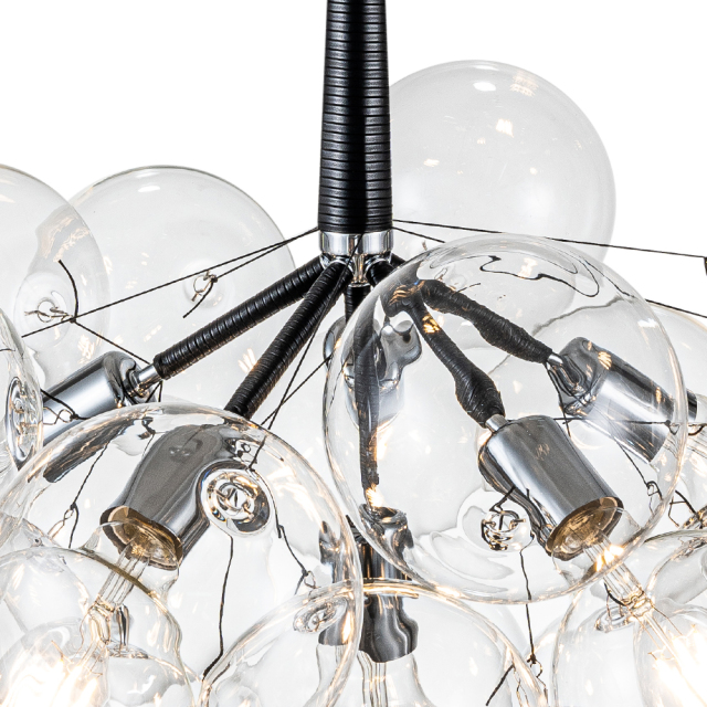 Modern Contemporary Cluster Bubble Glass Chandelier for Dining Room Living Room Restaurant in Black / Chrome Finish