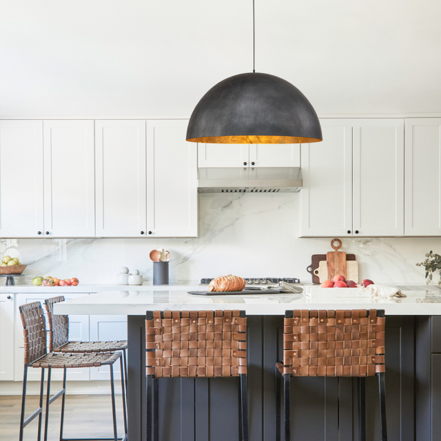 Modern Farmhouse Industrial One Light Oversized Dome Black/ White Hanging Pendant Light for Dining Room Kitchen Island