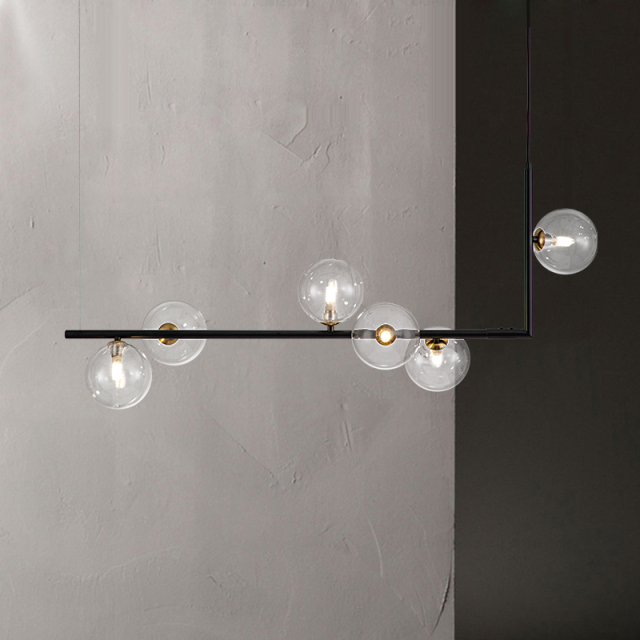 Modern Design 6-Light Linear Bubble Chandelier for Kitchen Island/Long Dining Table