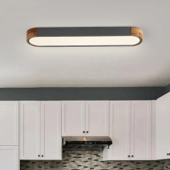 Modern Grey Dimmable LED Ceiling Light with Metal & Wood for Bedroom and living Room Warm White 3000K