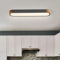 Modern Grey Dimmable LED Ceiling Light with Metal & Wood for Bedroom and living Room Warm White 3000K