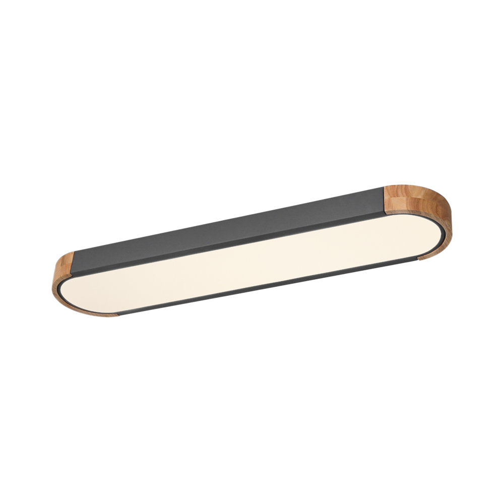 Modern Grey Dimmable LED Ceiling Light with Metal & Wood for Bedroom and living Room Warm White 3000K