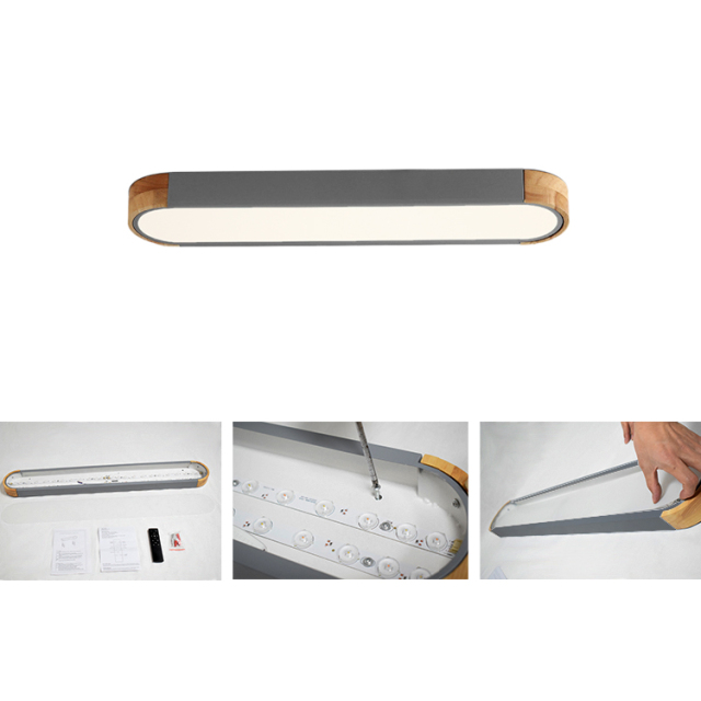 Modern Grey Dimmable LED Ceiling Light with Metal & Wood for Bedroom and living Room Warm White 3000K