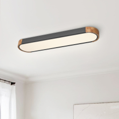 Modern Grey Dimmable LED Ceiling Light with Metal & Wood for Bedroom and living Room Warm White 3000K