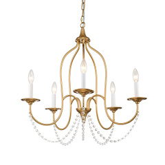 Glam Modern 5-Light Crystal Candle Style Chandelier in Brass /Nickel Finish for Living Room/ Dining Room/ Kitchen