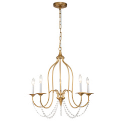 Glam Modern 5-Light Crystal Candle Style Chandelier in Brass /Nickel Finish for Living Room/ Dining Room/ Kitchen