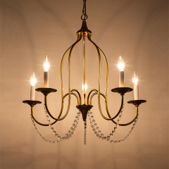 Glam Modern 5-Light Crystal Candle Style Chandelier in Brass /Nickel Finish for Living Room/ Dining Room/ Kitchen