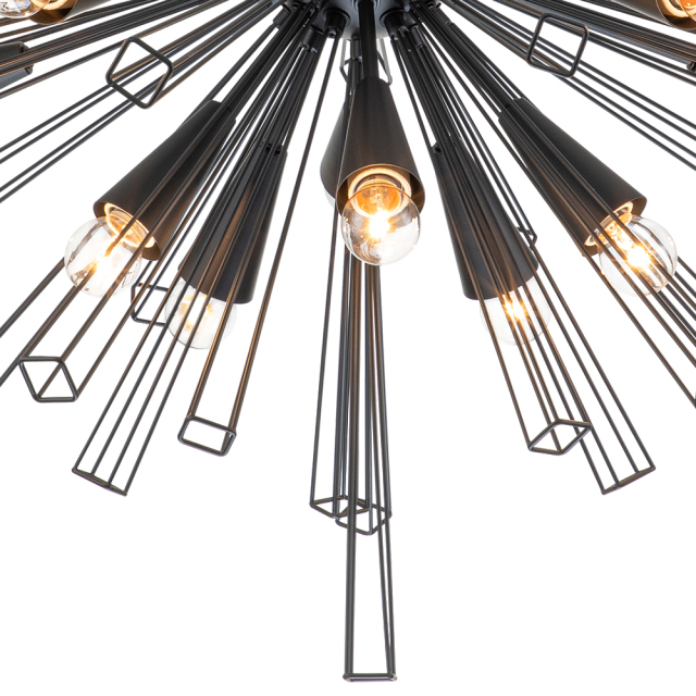 10-Light Modern Sputnik Sunburst Chandelier Hanging Lighting in Brass/ Black for Dining Room/ Kitchen/ Living Room