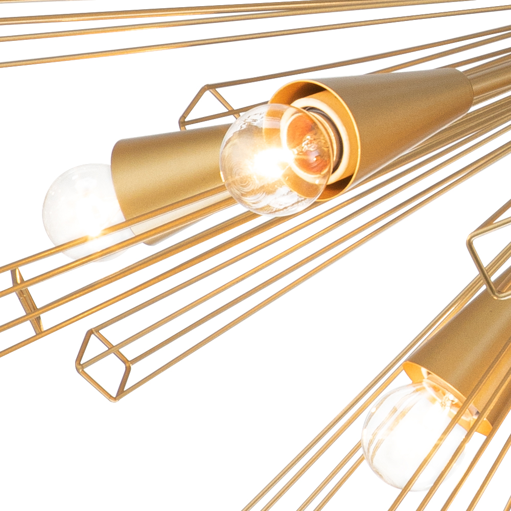 10-Light Modern Sputnik Sunburst Chandelier Hanging Lighting in Brass/ Black for Dining Room/ Kitchen/ Living Room