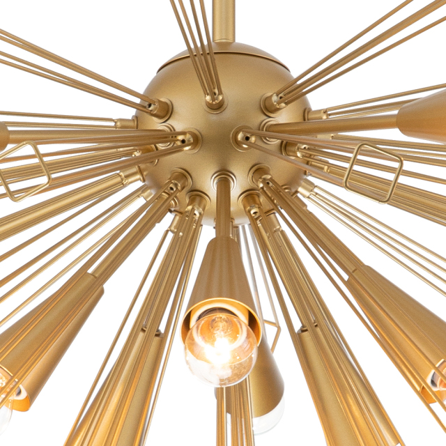 10-Light Modern Sputnik Sunburst Chandelier Hanging Lighting in Brass/ Black for Dining Room/ Kitchen/ Living Room