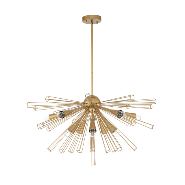 10-Light Modern Sputnik Sunburst Chandelier Hanging Lighting in Brass/ Black for Dining Room/ Kitchen/ Living Room