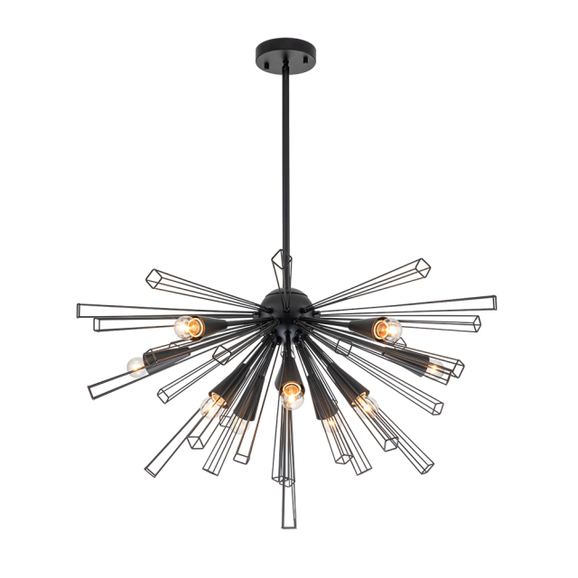 10-Light Modern Sputnik Sunburst Chandelier Hanging Lighting in Brass/ Black for Dining Room/ Kitchen/ Living Room