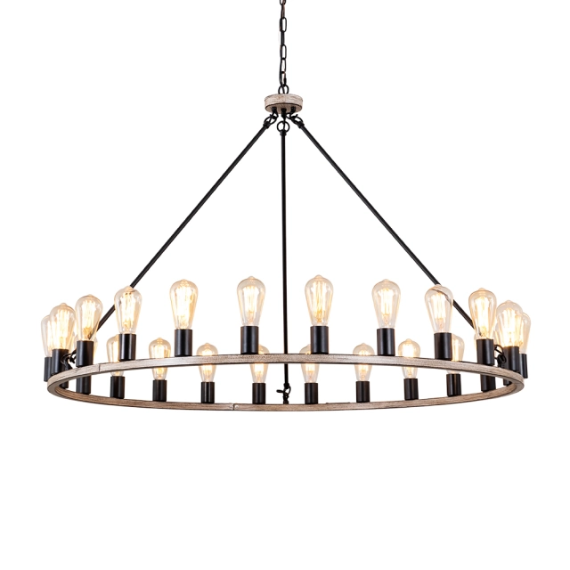 Modern Farmhouse Vintage 24-Light Oversized Large Wagon Wheel Empire Chandelier for Living Room/ Dining Room/ Foreyard