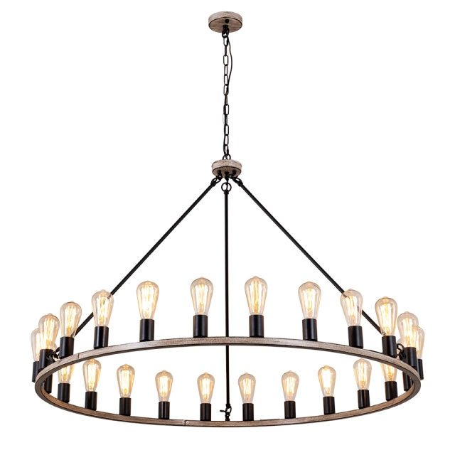 Modern Farmhouse Vintage 24-Light Oversized Large Wagon Wheel Empire Chandelier for Living Room/ Dining Room/ Foreyard