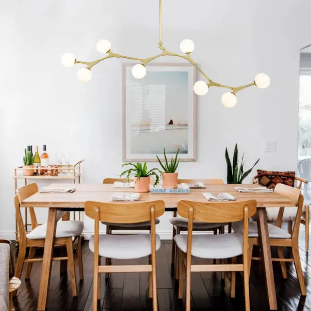 Mid-Century Modern 8 Light Branching Bubble Globe Chandelier for Dining Room Living Room Bedroom