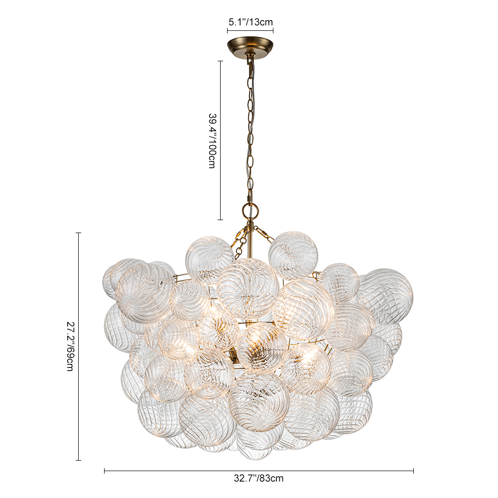 Glam Modern Cluster Glass Bubble Chandelier Sputnik Hanging Light Fixture for Dining Room Living Room Bedroom