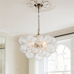 Modern Contemporary Cluster Glass Bubble Christmas Chandelier Hanging Light Fixture for Dining Room Living Room Bedroom