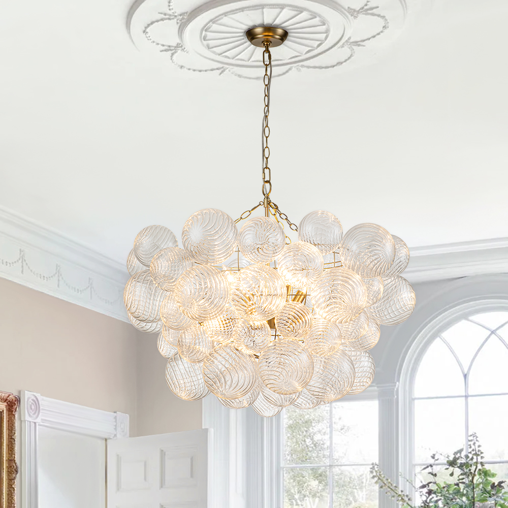 Glam Modern Cluster Glass Bubble Chandelier Sputnik Hanging Light Fixture for Dining Room Living Room Bedroom