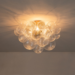 Glam Modern Cluster Glass Bubble Semi Flush Mount Sputnik Ceiling Light Fixture for Dining Room Living Room Bedroom