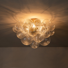 Glam Modern Cluster Glass Bubble Semi Flush Mount Sputnik Ceiling Light Fixture for Dining Room Living Room Bedroom