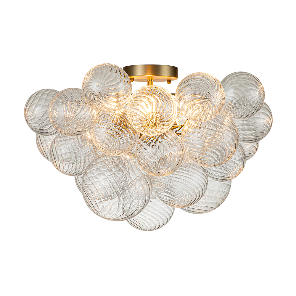 Glam Modern Cluster Glass Bubble Semi Flush Mount Sputnik Ceiling Chandelier for Bedroom Dining Room Living Room