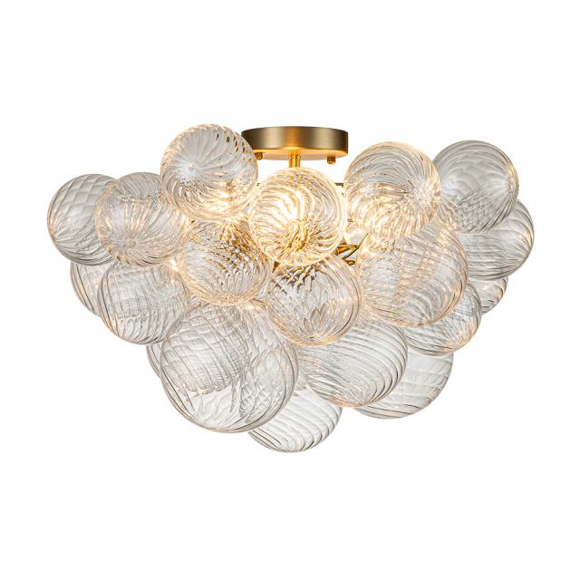 Glam Modern Cluster Glass Bubble Semi Flush Mount Sputnik Ceiling Light Fixture for Dining Room Living Room Bedroom