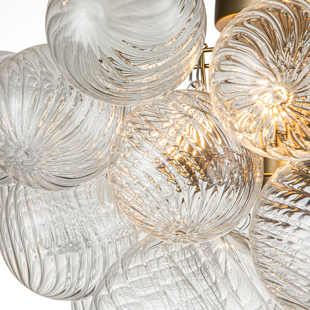 Glam Modern Cluster Glass Bubble Semi Flush Mount Sputnik Ceiling Chandelier for Bedroom Dining Room Living Room
