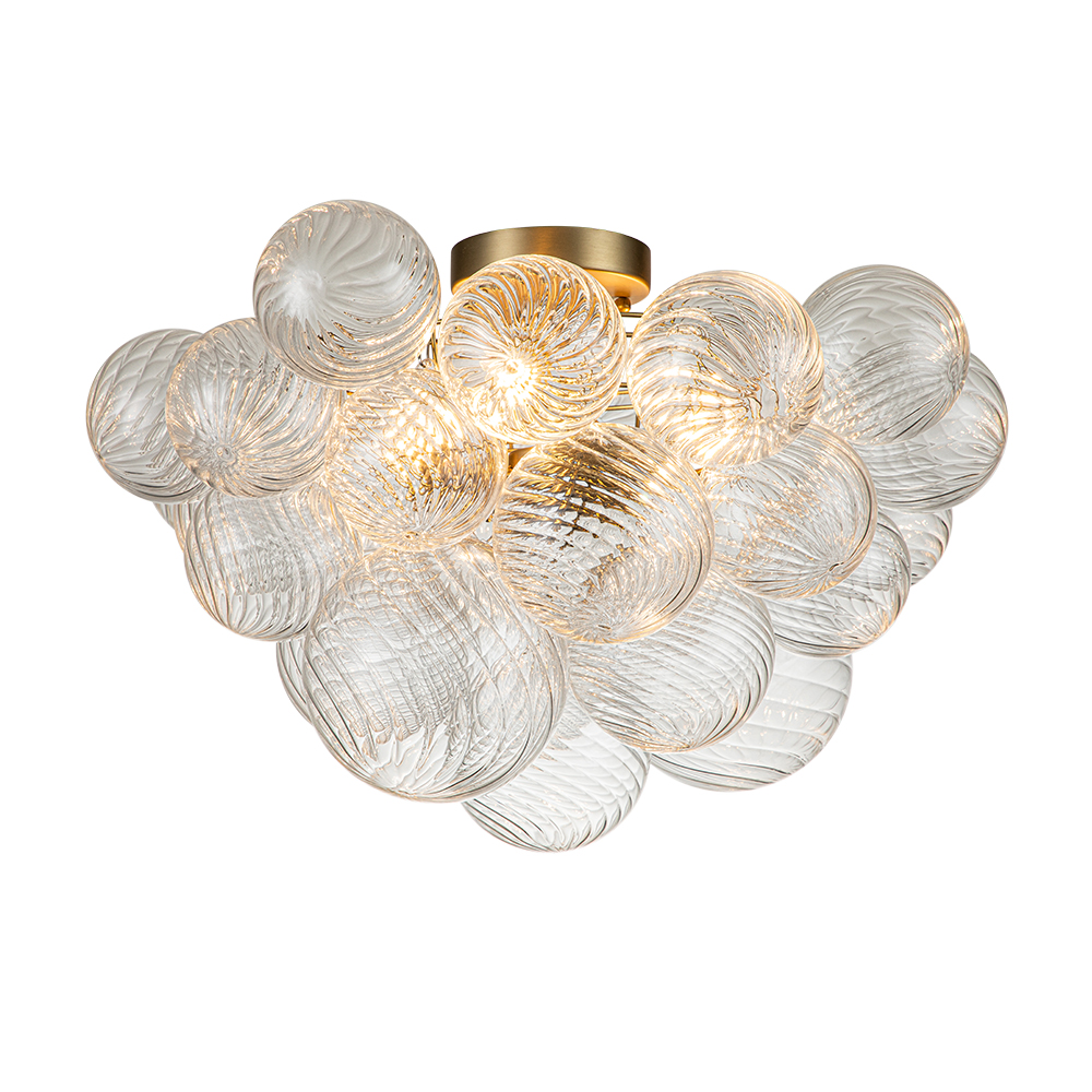 Glam Modern Cluster Glass Bubble Semi Flush Mount Sputnik Ceiling Chandelier for Bedroom Dining Room Living Room