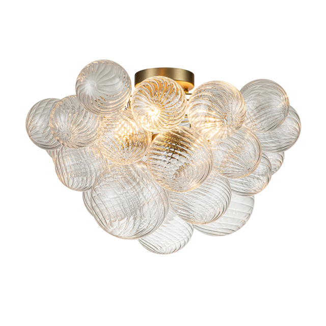 Glam Modern Cluster Glass Bubble Semi Flush Mount Sputnik Ceiling Light Fixture for Dining Room Living Room Bedroom